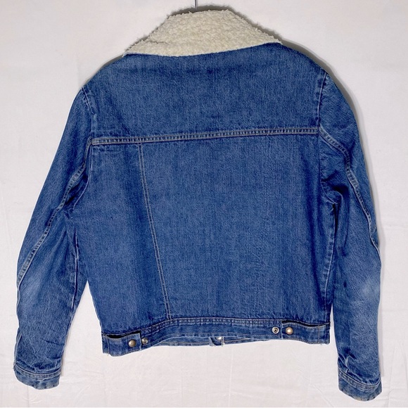 Vintage Olympic Med Wash Blue Denim Sherpa Lined Jean Jacket M - Picture 2 of 16